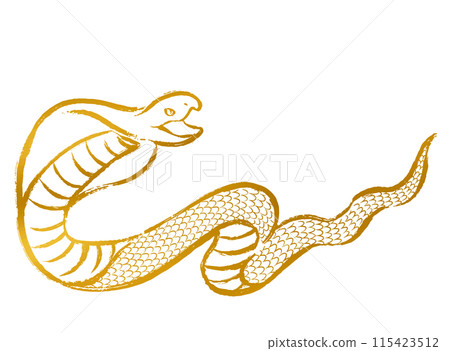 金色畫筆描邊的眼鏡蛇插畫素材 金色畫筆描邊的眼鏡蛇插畫素材 115423512