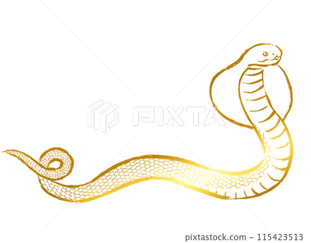 Cobra illustration material with gold brush strokes Cobra illustration material with gold brush strokes 115423513