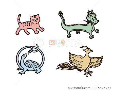 四神圖示風格插畫(彩色) 四神圖示風格插畫(彩色) 115423767