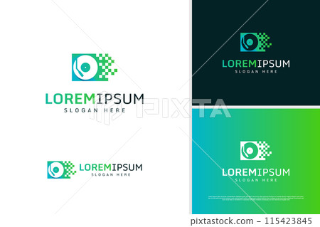 Vector CD player digital logo illustration design, technology logo design template Vector CD player digital logo illustration design, technology logo design template 115423845