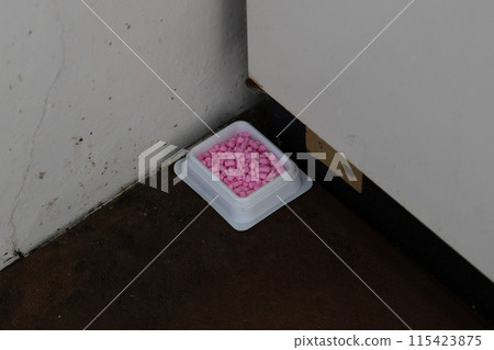Rat poison in the kitchen, hidden on the mat under the gas stove Rat poison in the kitchen, hidden on the mat under the gas stove 115423875