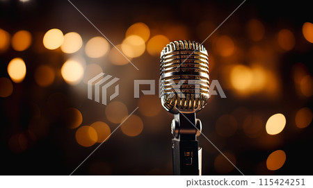 Close-up of a microphone on stage 115424251
