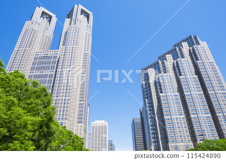 Fresh greenery and Tokyo Metropolitan Government Building Fresh greenery and Tokyo Metropolitan Government Building 115424890
