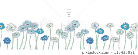 Line drawing plant illustration. Line drawing plant vector material. Hand drawn gerbera summer frame. 115425051