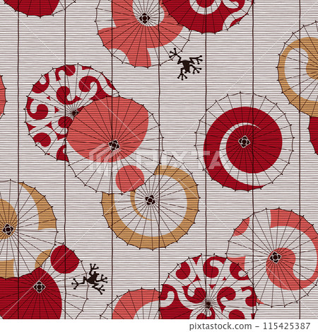 A beautiful and elegant seamless Japanese pattern with bamboo blinds and umbrellas, 115425387