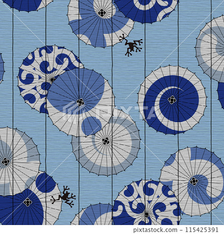 A beautiful and elegant seamless Japanese pattern with bamboo blinds and umbrellas, 115425391