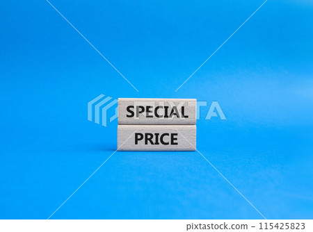 Special Price symbol. Concept word Special Price on wooden blocks. Beautiful blue background. Business and Special Price concept. Copy space Special Price symbol. Concept word Special Price on wooden blocks. Beautiful blue background. Business and Special Price concept. Copy space 115425823