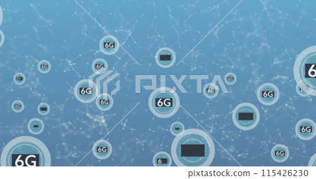 Image of network of connections with 6g text over shapes Image of network of connections with 6g text over shapes 115426230