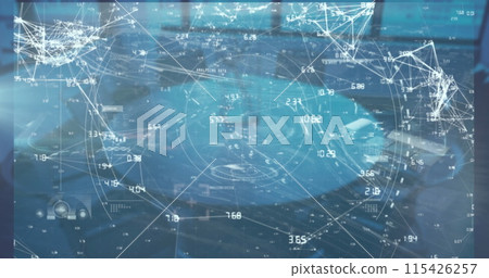 Image of digital interface with icons and data processing 115426257