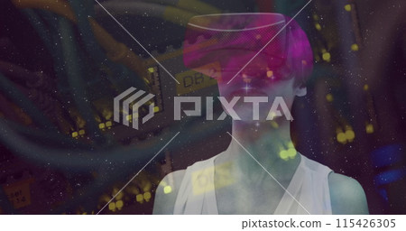 Image of digital interface with icons and data processing 115426305