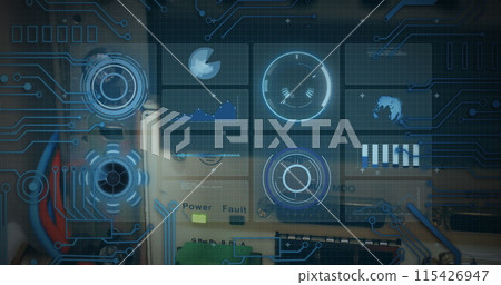 Image of text with globe and network of connections 115426947