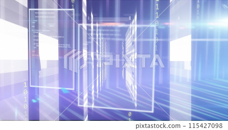 Image of binary coding and data processing over network of connections 115427098