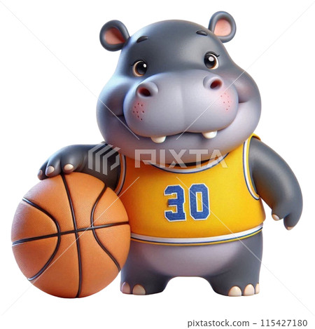 Hippo wearing a basketball uniform Hippo wearing a basketball uniform 115427180