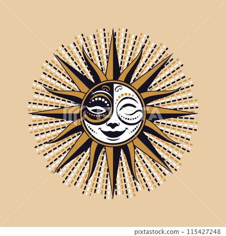 Abstract sun with two colored face 115427248