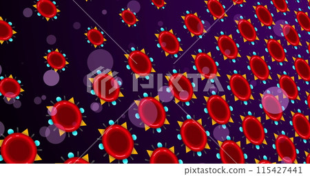 Image of dots over red cells on viiolet background Image of dots over red cells on viiolet background 115427441