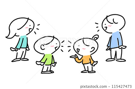 People having a discussion Family Profile Smiling Talking Talking Simple and cute line drawing illustration People having a discussion Family Profile Smiling Talking Talking Simple and cute line drawing illustration 115427473