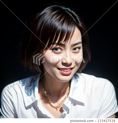 微笑的短髮辦公室女士 115427519