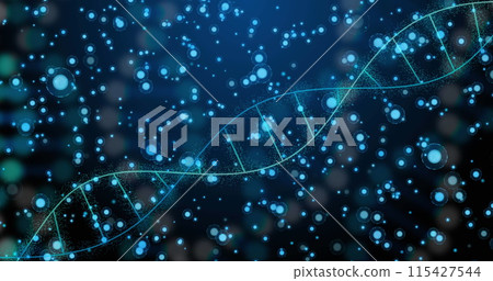 Image of dna over dots on blue background Image of dna over dots on blue background 115427544