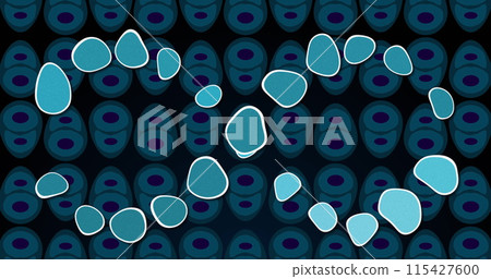 Image of dna over blue cells on black background Image of dna over blue cells on black background 115427600