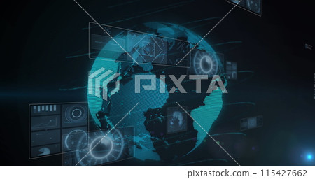 Image of data processing over globe 115427662