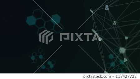 Image of padlock icon and data processing over media icons 115427722