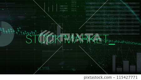 Image of stock market text over data processing Image of stock market text over data processing 115427771