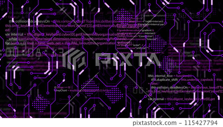 Image of data processing on black background 115427794