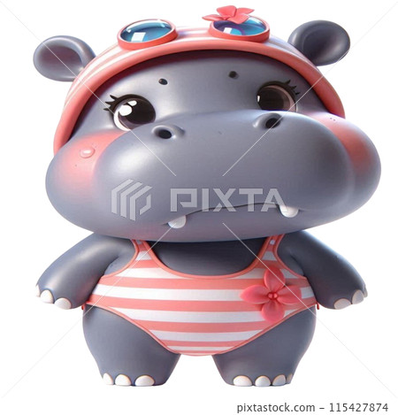 Hippo wearing a swimsuit 115427874