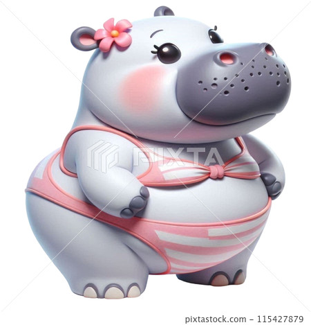 Hippo wearing a swimsuit 115427879
