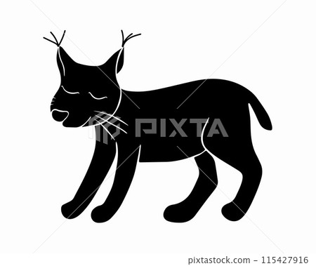 Vector isolated illustration of lynx animal with outline. 115427916
