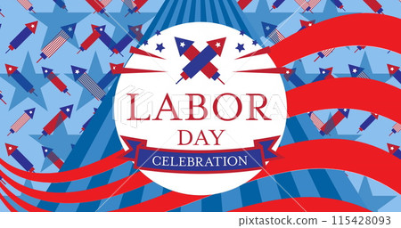 Image of labor day celebration text over stars and stripes Image of labor day celebration text over stars and stripes 115428093
