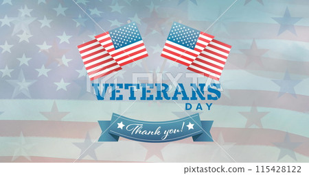 Image of veterans day text over american flag 115428122