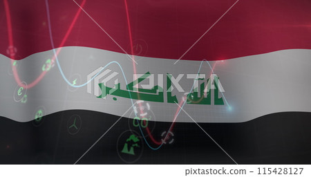 Image of data processing over flag of iraq Image of data processing over flag of iraq 115428127