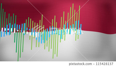 Image of data processing over flag of indonesia Image of data processing over flag of indonesia 115428137