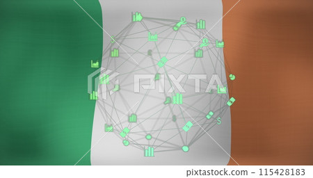 Image of data processing over flag of ireland Image of data processing over flag of ireland 115428183