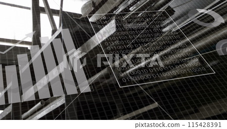 Image of financial data processing over warehouse 115428391