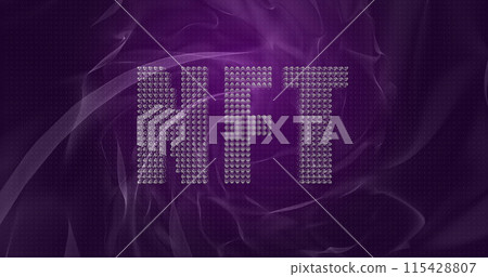 Nft text banner against purple digital wave on black background Nft text banner against purple digital wave on black background 115428807