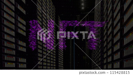 Image of nft text over server room 115428815