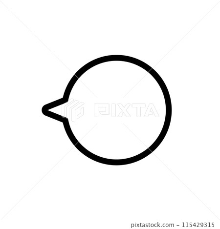 Round speech bubble left monochrome black and white line drawing simple illustration material Round speech bubble left monochrome black and white line drawing simple illustration material 115429315