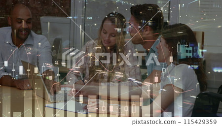 Image of financial data processing over businesses people 115429359