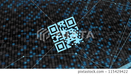 Image of qr code and networks of connections Image of qr code and networks of connections 115429422