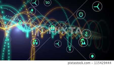 Image of network of connections and numbers over dark background Image of network of connections and numbers over dark background 115429444