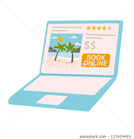 Summer vacation hotel booking. Design concept for web site, vacation or holidays booking. Travelling concept. Vector illustration in flat design style 115429483