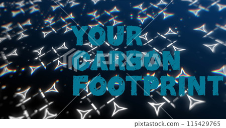 Image of your carbon footprint over navy background with triangles 115429765