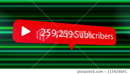 Image of subscribe and increasing numbers over black and green lines 115429841