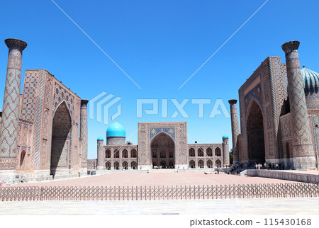 Famous landmark - Registan square with three madrasahs Famous landmark - Registan square with three madrasahs 115430168