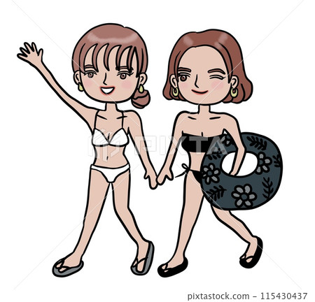 一個穿泳衣的女人的插圖 115430437