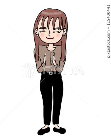 微笑的辦公室休閒女性插畫 115430441