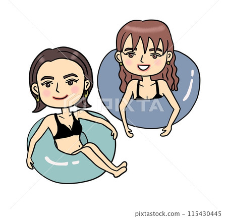 Illustration of a woman playing with a float 115430445