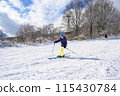 Female students enjoying skiing 115430784